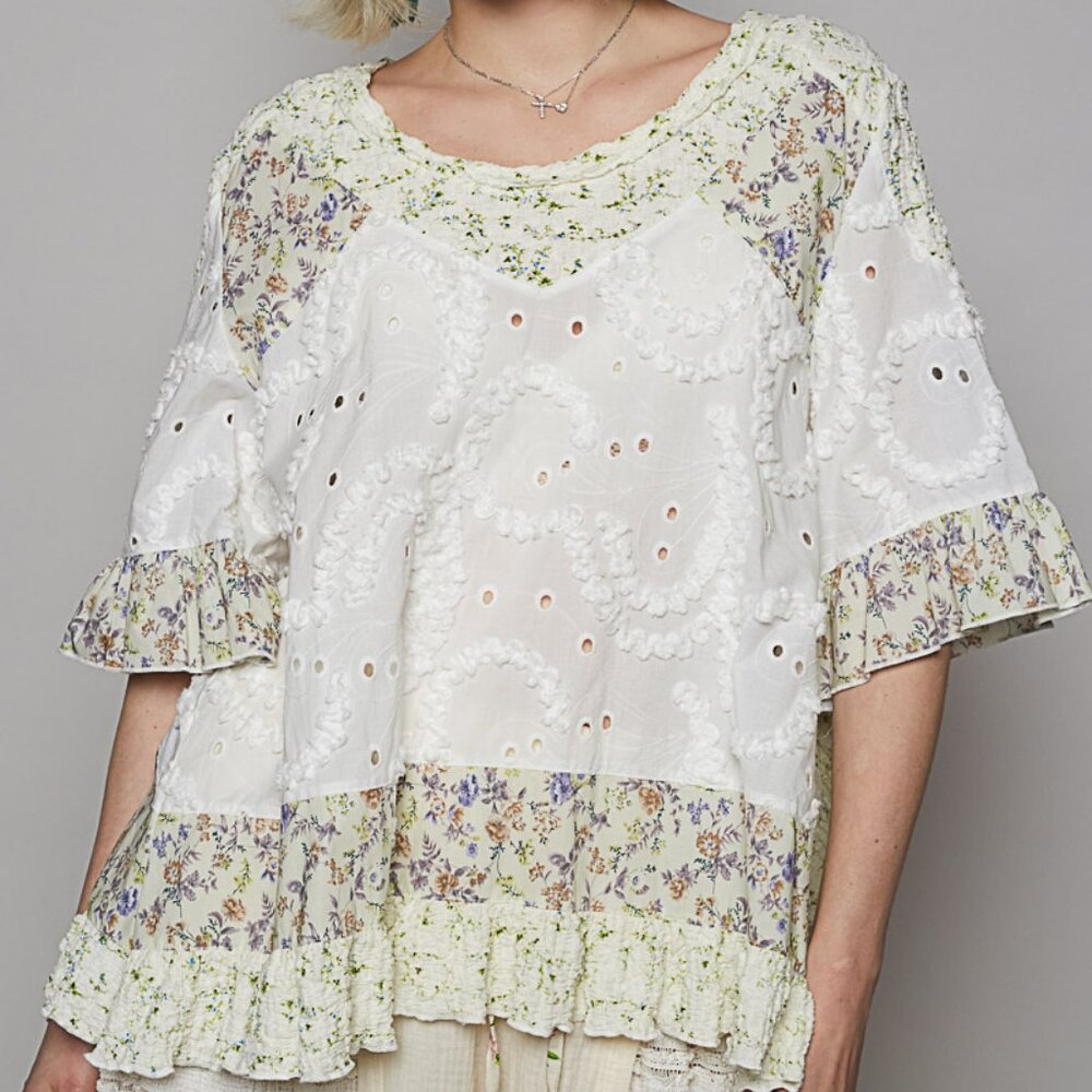 POL Lace Floral High Low Top Size Small